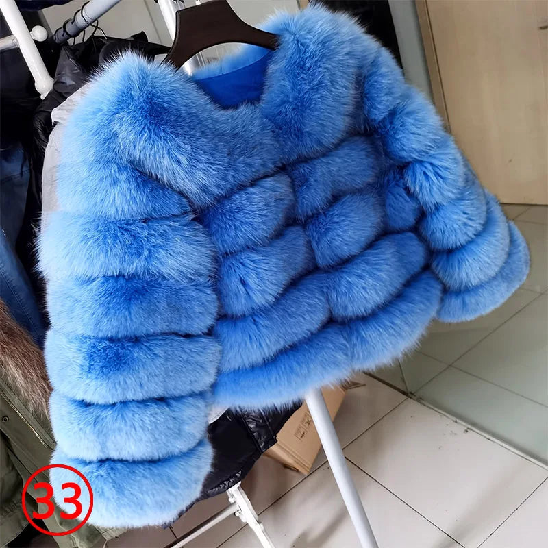 Maomaokong 2025 Natural Real Fox Fur Coat Women Winter Warm Luxury Fur Jacket Detachable Long Sleeves Female Vest Furry Coats