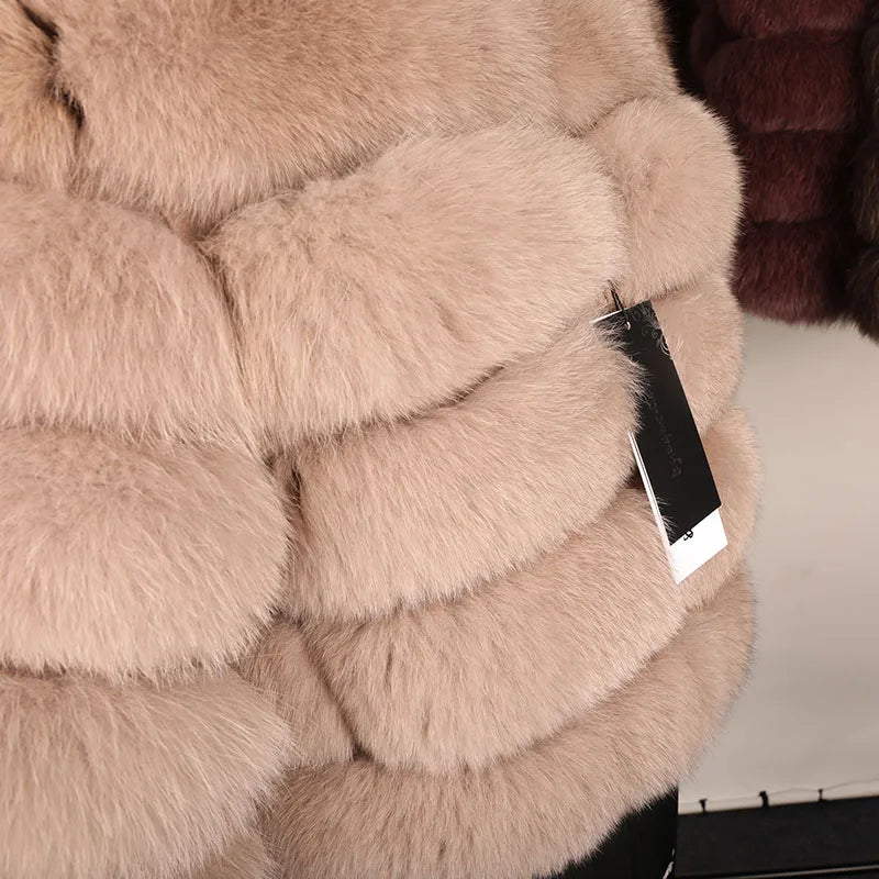Maomaokong 2025 Natural Real Fox Fur Coat Women Winter Warm Luxury Fur Jacket Detachable Long Sleeves Female Vest Furry Coats