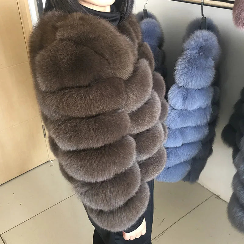 Maomaokong 2025 Natural Real Fox Fur Coat Women Winter Warm Luxury Fur Jacket Detachable Long Sleeves Female Vest Furry Coats