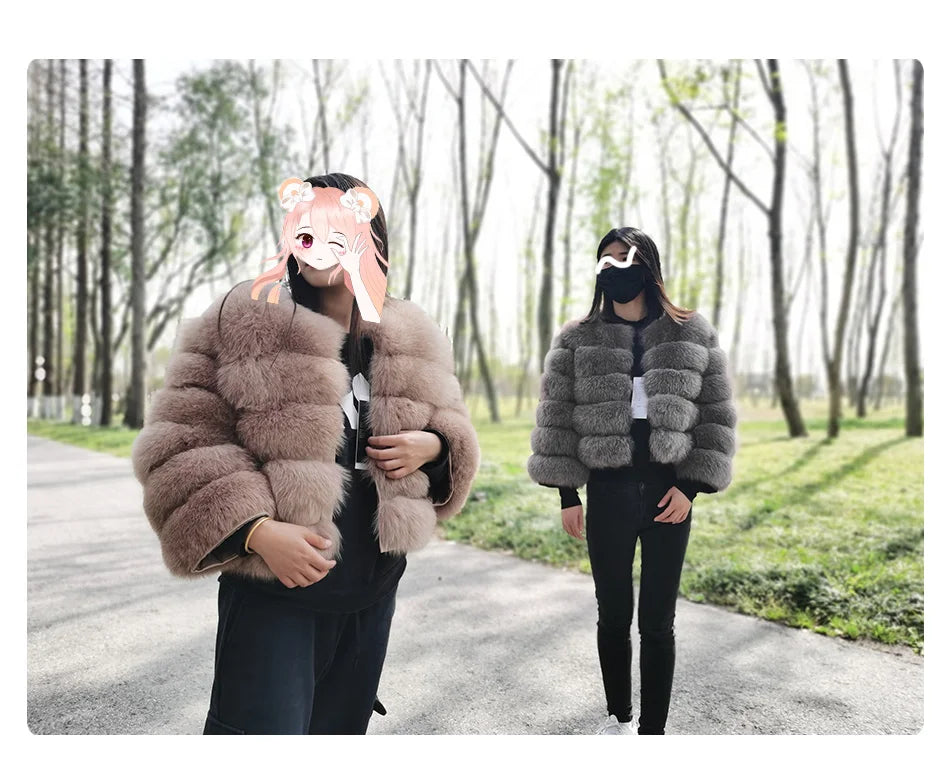Maomaokong 2025 Natural Real Fox Fur Coat Women Winter Warm Luxury Fur Jacket Detachable Long Sleeves Female Vest Furry Coats