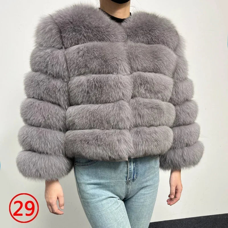 Maomaokong 2025 Natural Real Fox Fur Coat Women Winter Warm Luxury Fur Jacket Detachable Long Sleeves Female Vest Furry Coats