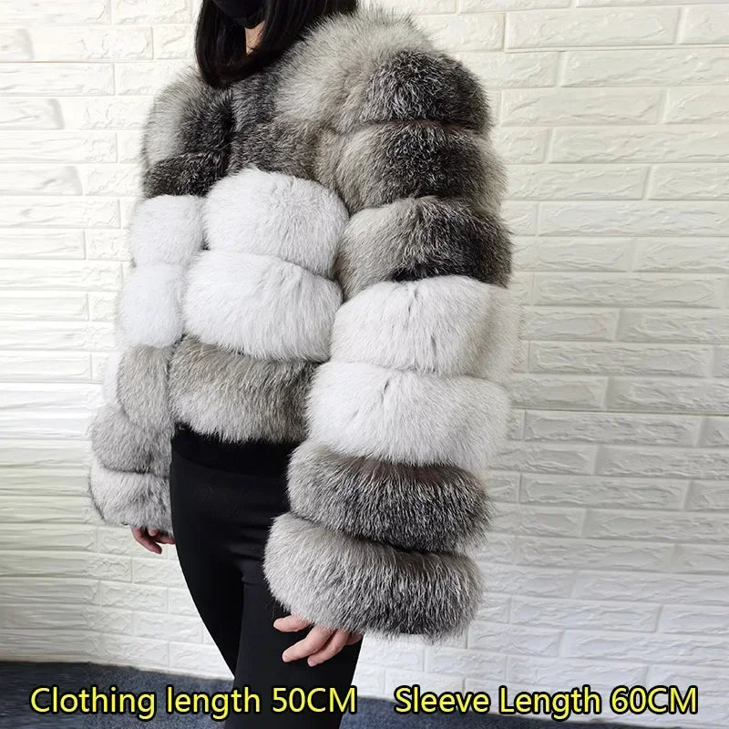 Maomaokong 2025 Natural Real Fox Fur Coat Women Winter Warm Luxury Fur Jacket Detachable Long Sleeves Female Vest Furry Coats