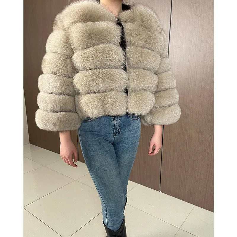 Maomaokong 2025 Natural Real Fox Fur Coat Women Winter Warm Luxury Fur Jacket Detachable Long Sleeves Female Vest Furry Coats