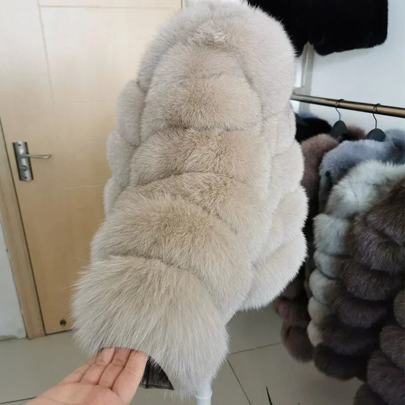 Maomaokong 2025 Natural Real Fox Fur Coat Women Winter Warm Luxury Fur Jacket Detachable Long Sleeves Female Vest Furry Coats