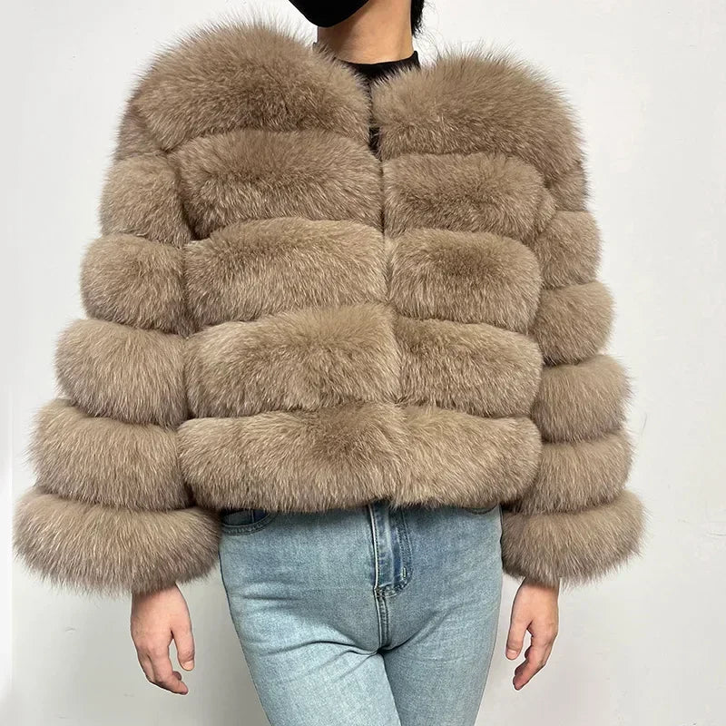 Maomaokong 2025 Natural Real Fox Fur Coat Women Winter Warm Luxury Fur Jacket Detachable Long Sleeves Female Vest Furry Coats
