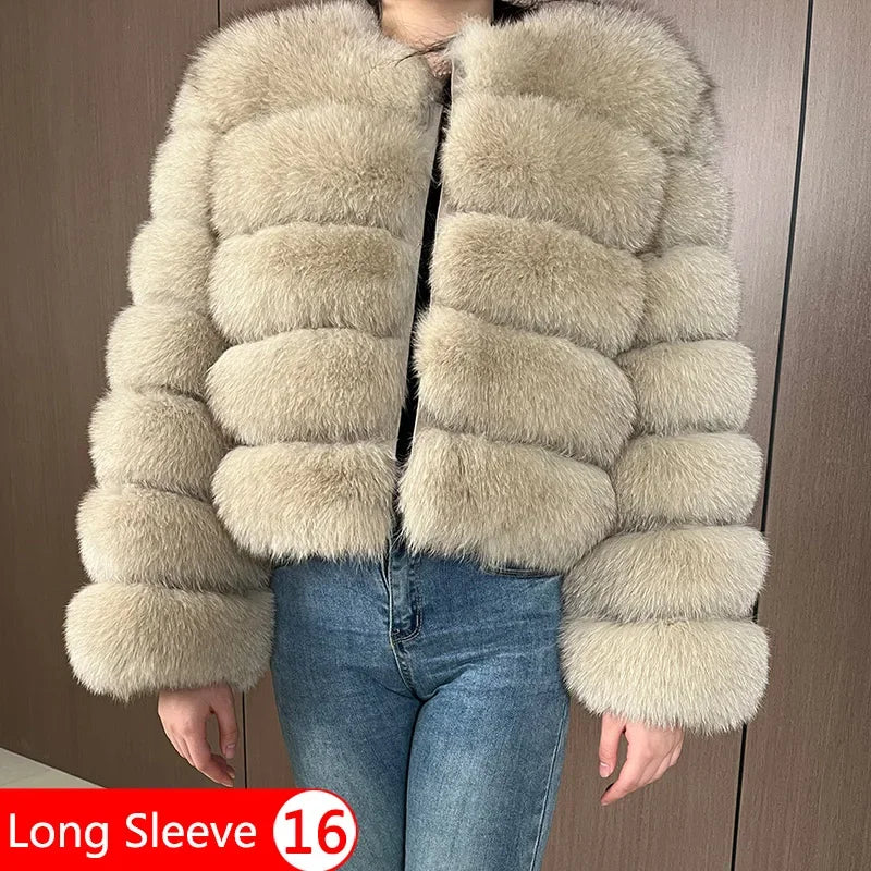 Maomaokong 2025 Natural Real Fox Fur Coat Women Winter Warm Luxury Fur Jacket Detachable Long Sleeves Female Vest Furry Coats