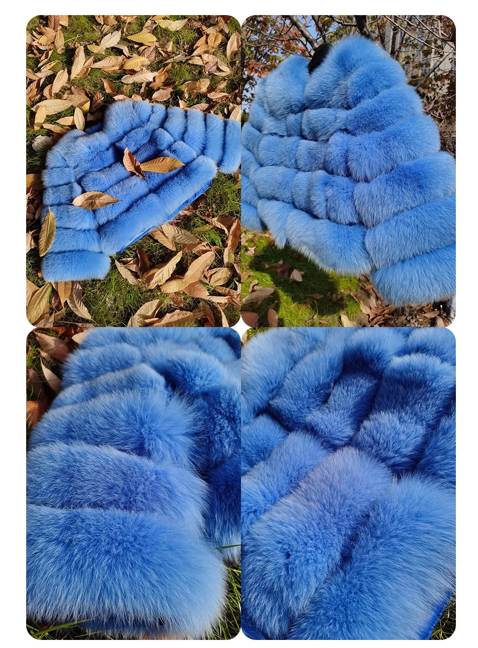 Maomaokong 2025 Natural Real Fox Fur Coat Women Winter Warm Luxury Fur Jacket Detachable Long Sleeves Female Vest Furry Coats