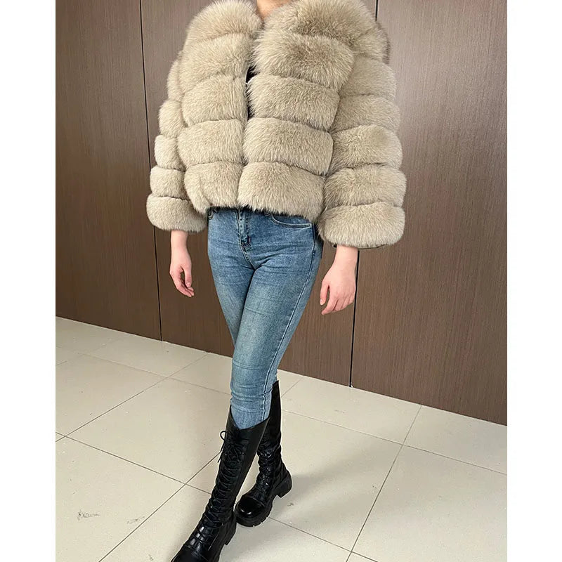 Maomaokong 2025 Natural Real Fox Fur Coat Women Winter Warm Luxury Fur Jacket Detachable Long Sleeves Female Vest Furry Coats