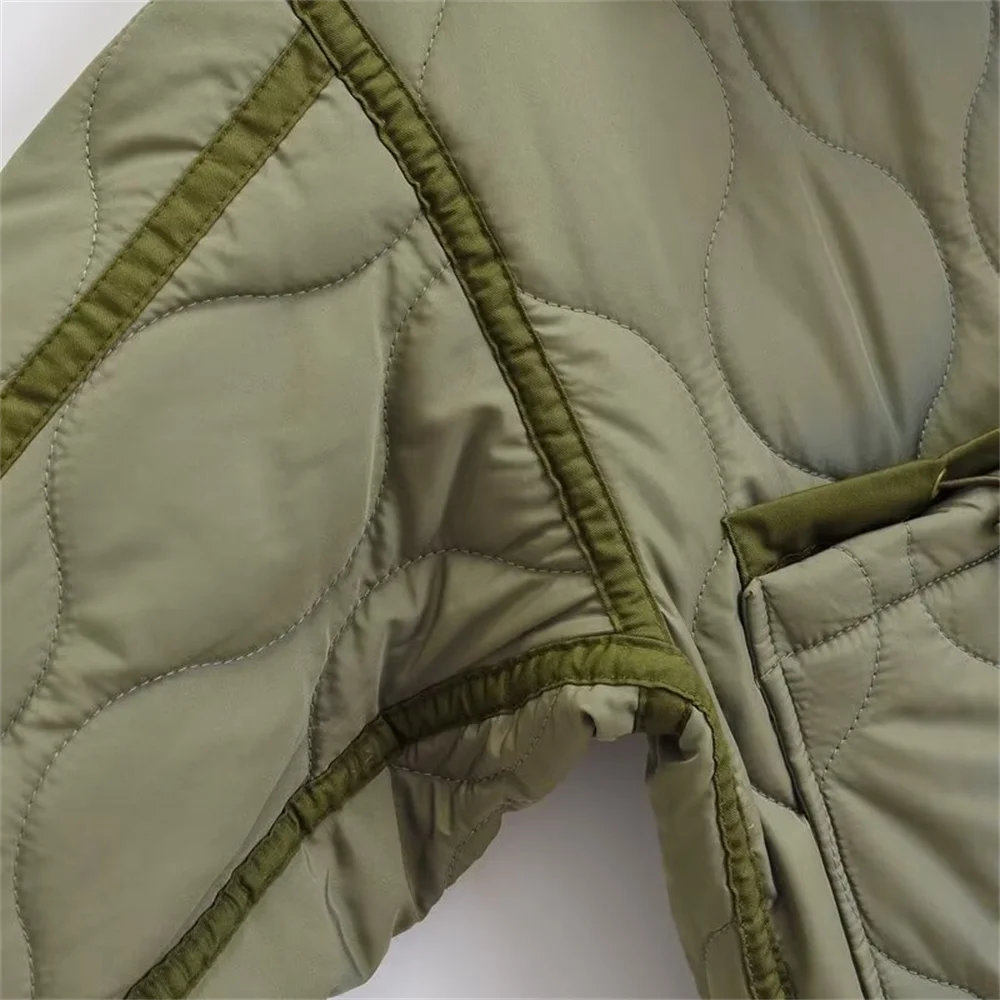 PB&ZA2024 Winter New Women's Clothing Style Simple  Loose  Warm  Windproof  Stand up Collar  Lightweight Cotton Jacket