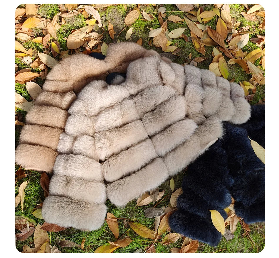 Maomaokong 2025 Natural Real Fox Fur Coat Women Winter Warm Luxury Fur Jacket Detachable Long Sleeves Female Vest Furry Coats